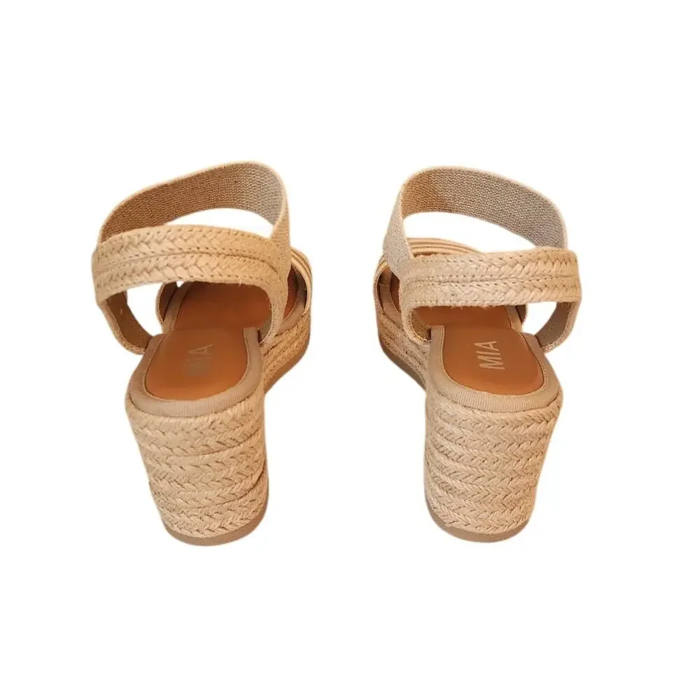 MIA Brittni Natural Multi Spring Espadrille Style Heel Resort Vacation 7M